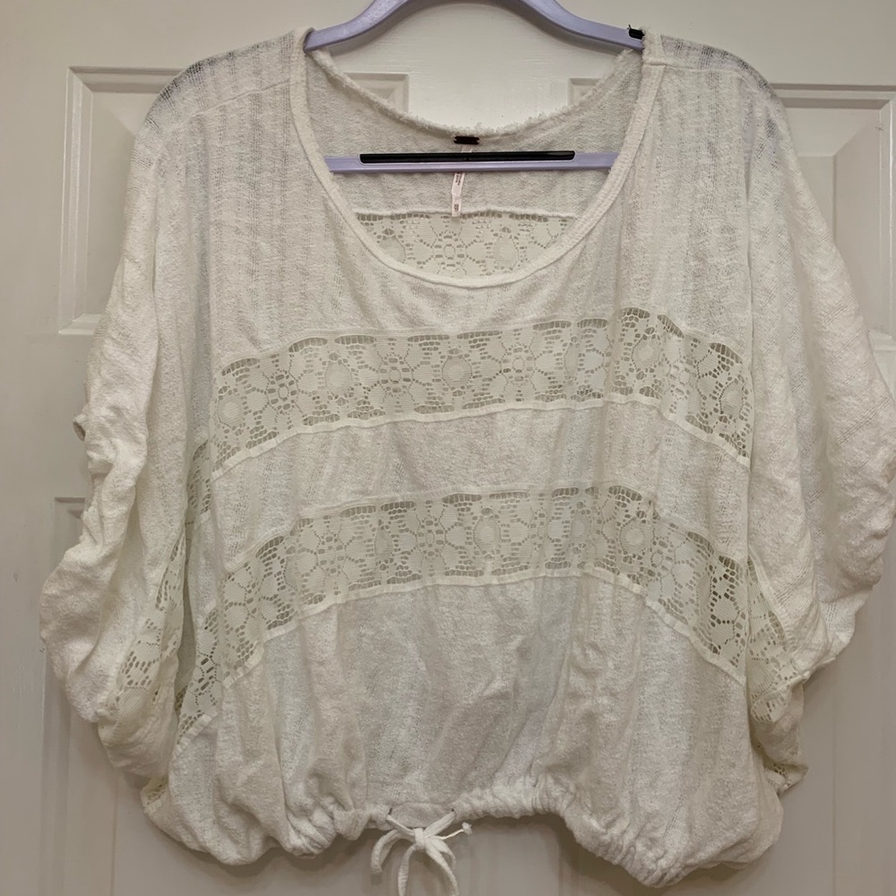 Free People Crochet Cinched Waist Blouse Size XS